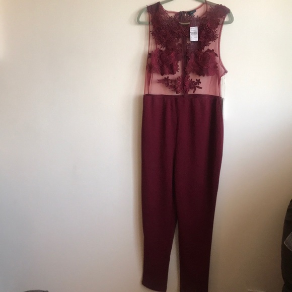 iris Pants - Wine mesh detail Jumpsuit US size 2xl